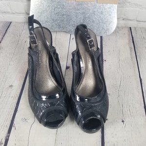 Pierre Dumas Black Slingbacks Peep Toe sz  7M
